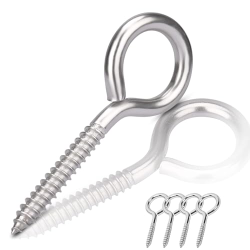 Tornillo de ojal m8 x 11,5 mm, 4 unidades, tornillo de ojo de acero inoxidable, gancho para gancho de rosca, para hamacas, toldos, sillas colgantes, mecedoras y asegurar cables