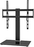 Universal TV Stand - Table Top TV Stand for 27-60 inch LCD LED TVs - 6 Level Height Adjustable TV Base Stand with Tempered Glass Base & Wire Management, VESA 400x400mm