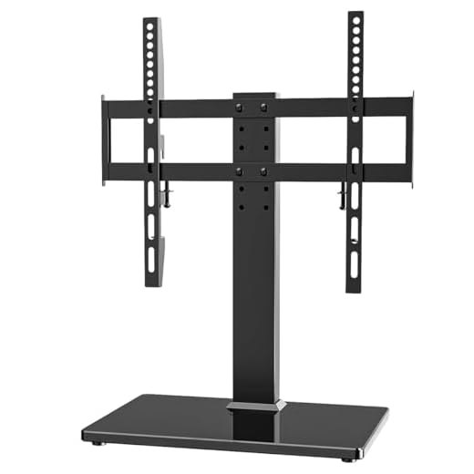 Universal TV Stand - Table Top TV Stand for 27-60 inch LCD LED TVs - 6 Level Height Adjustable TV Base Stand with Tempered Glass Base & Wire Management, VESA 400x400mm