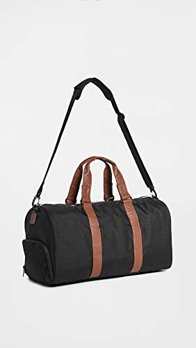 Image of Herschel Novel Duffel Bag, Black /Tan Synthetic Leather, Mid-Volume 33L