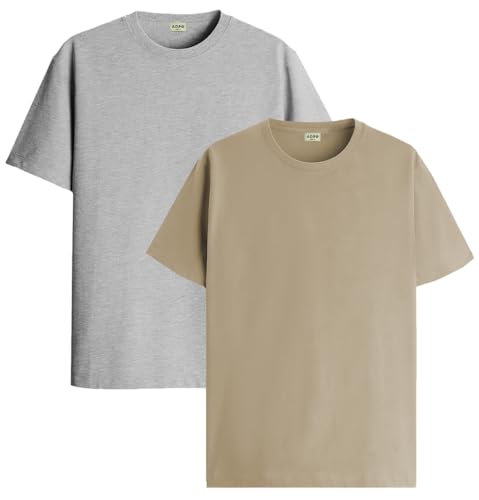 Image of ADRO Men's Cotton Regular Fit Combo Plain Solid T-Shirt Pack of 2
