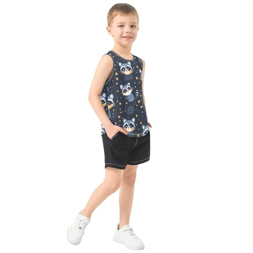 Boys Tank Top Shirts Cute Raccoon Animal Stars Sleeveless T-Shirts Crew Neck for Kids Clothing Children4