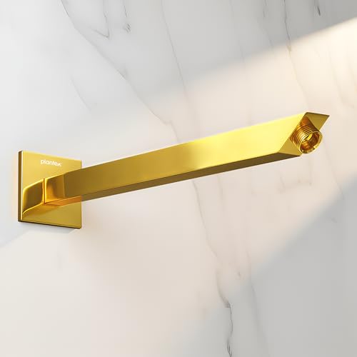 Image of Plantex 12-Inch Shower Arm for Overhead Shower /Stainless Steel Shower Pipe /Wall Mount Bathroom Fitting with -Inch Thread - Pack of 1 (Gold)