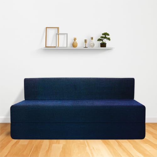 Image of CELLBELL Comfy Sofa Cum Bed 6x6 Feet | Foldable Dual Use Couch Bed with Soft Cushions, Washable Fabric Cover & Sturdy Frame | Space Saving Modern Design for Living Room, Bedroom Guest Use (Navy Blue)