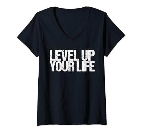 Mujer Level Up Your Life Shirt for a Video Gamer Camiseta Cuello V
