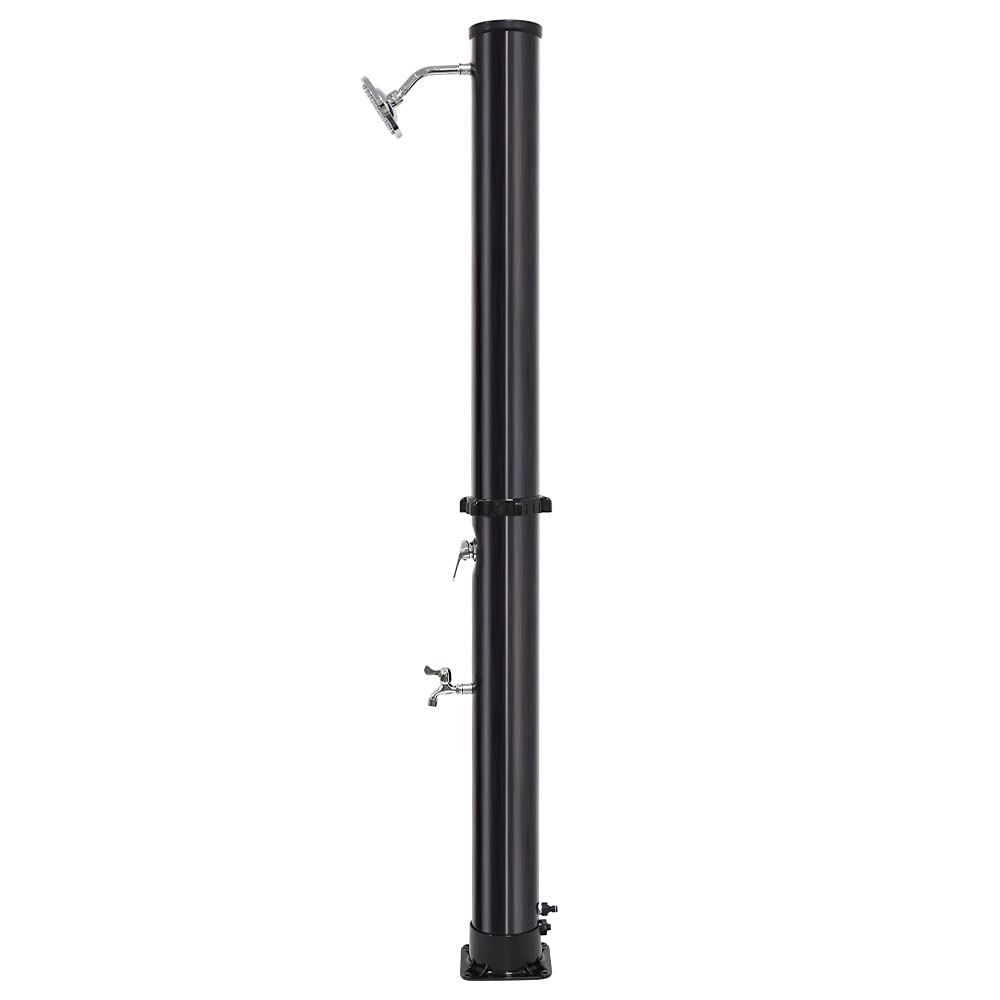 Supfine Solardusche 35 Liter Solar Gartendusche - Einstellbare Wassertemperatur - Solar Pooldusche mit Wasserhahn und Regenduschkopf für Pool Strand und Garten (35 Liter, Schwarz)