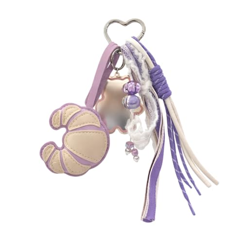 Graffiti & co. Aesthetic Bag Charms for Handbags, Keychain for Handbags | Cute Hanging Bag Accessory with Mini Charms & Beads | Decorative Handbag & Key Charm for Women and Girls (Croissie)