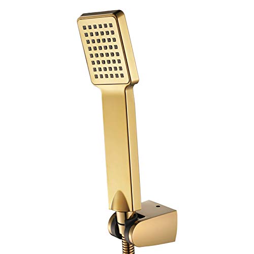 Duschkopf ABS Hochdruck Handbrause Antikalk Brausekopf Wassersparend Duschbrause Set mit ABS Halterung und 1.5M Edelstahl Schlauch, G1/2,Titanium Gold