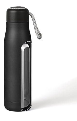 Dusgut Water Bottle with Portable Lid Metal Thermos Vacuum Insulated Stainless Steel | Reusable Leak Proof BPA-Free Flask | 17oz, Black