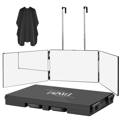 LMZNXCZ 3 Way Mirror for Self Hair Cutting,360 Haircuts Mirror Men for Barber Use Tools,to See Back of Head,Tri Fold Mirror with Portable Height Adjustable Telescoping Hooks