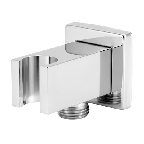 QWORK® Presa acqua doccia con supporto per doccetta, ottone G1/2, supporto per doccia universale, facile da installare