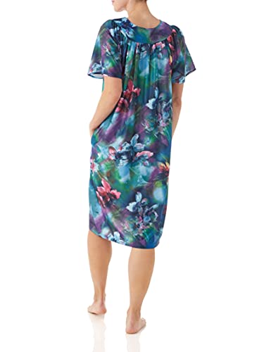 Image of AmeriMark Casual Women's Patio Muumuu House Dress Loose Comfortable Short Sleeve Sun Dress Lounger Gown Sleepwear for Ladies