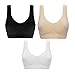 Produktbild First 1 UK Damen Sport-BH, gepolstert, 3er-Pack, Schwarz/Weiß/Nude Gr. Large, Schwarz