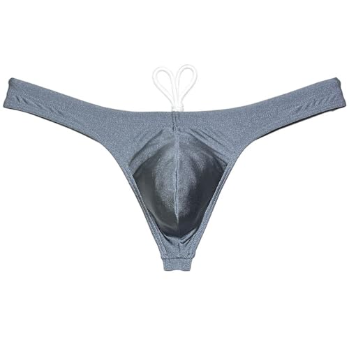 Sport Men Solid Contour Pouch Bikini Swimsuit Ice Silk Liner Swim Thong Bright Fabric Swimwear Surf Trunks