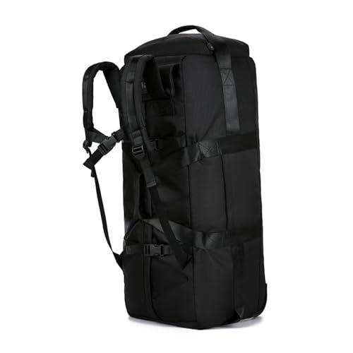 Zoeyilan Bolsa de Lona Enrollable con Ruedas, Bolsa de Lona Plegable, Lona de Viaje Grande, Servicio Pesado, con Correas de Hombro, Uso como Bolso de Equipaje de Bolso o Mochila, Mujeres (Negro)