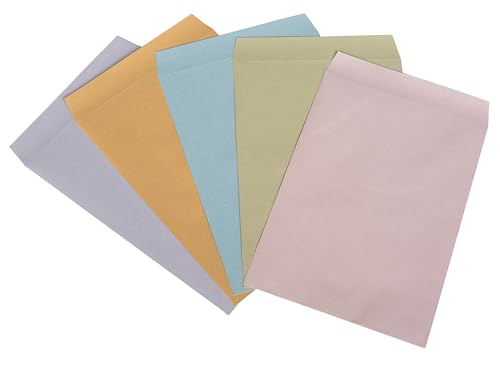 アソート カラフル封筒角2サイズ くすみカラー 50枚(各色10枚×5種) 24×33.2p /ビジネス/書類/A4/コピー用紙/返信用/クラフト/センター貼り/事務用/おしゃれ/かわいい/カラー/セット
