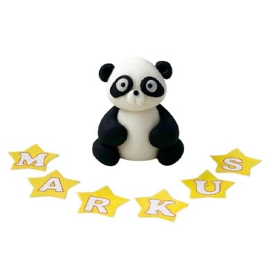 SugarArt Edible Panda Cake Topper - Handmade Animal Cake Decorations - Perfect on Fondant, Butter Cream, & Icing Sugar Cakes - Made of Sugar - Contains Food Colors (1 Pc Panda (Personlised Name))