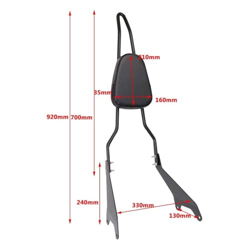 Dossier passager arrière détachable noir moto pour Star Bolt XV950 XVS950 2014-2019