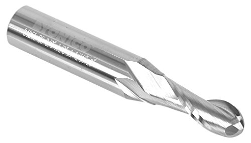 Image of YONICO Carbide Ball Nose End Mill CNC Router Bits 2 Flute Spiral 3 /8-Inch Dia. 1 /2-Inch Shank 34251-SC