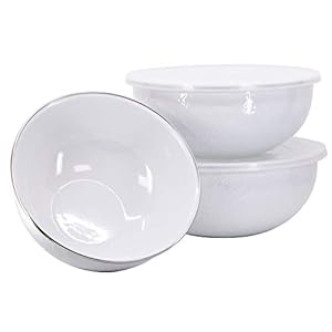 Golden Rabbit Enamelware – Set of 3 – Mixing Bowls (Solid White)