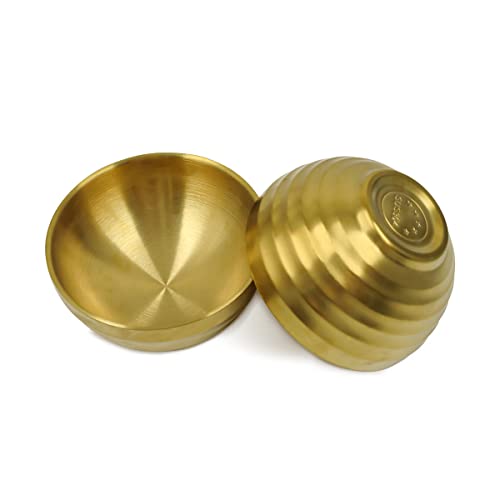 Set of 4 Acier inoxydable Bol de Fruits saladier en Deco Bol Service Bol Camping Vaisselle，Céréales de riz Bol garçon et fille, adulte（12×12×6.5cm）