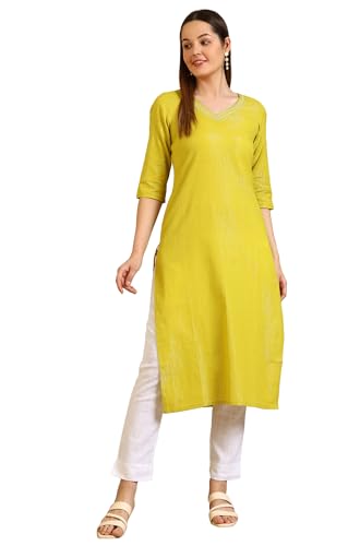Image of Aurelia Women's Embellished Cotton Lurex Straight Kurta