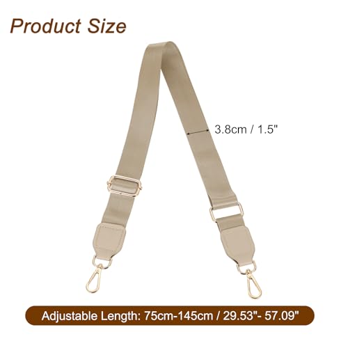 Image of uxcell Wide Shoulder Strap, 3.8cm Adjustable Purse Strap Replacement Crossbody Strap for Shoulder Bag Handbag, Khaki, Gold Square Mouth Buckle