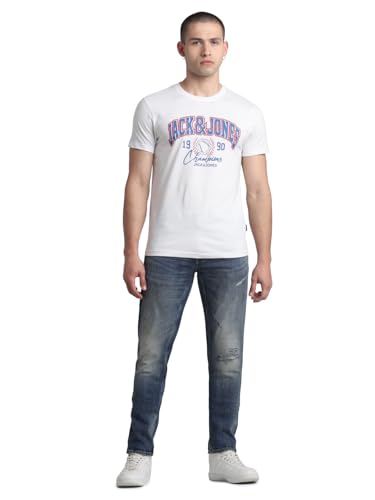Image of Jack & Jones Men's Cotton Letter Print Slim Fit T-Shirt