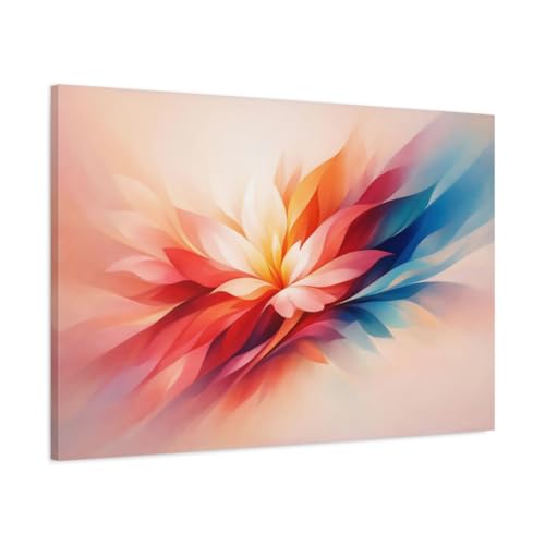 Tableau fleur abstraite fluide toile 90x60cm decoration murale
