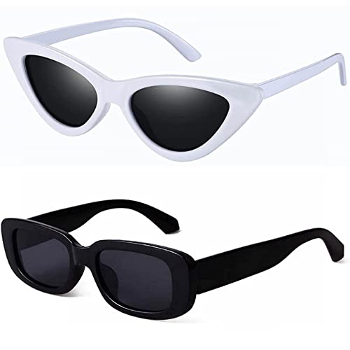 Image of IFLASH Cat Eye Rectangular Sunglasses for Women Pack of 2
