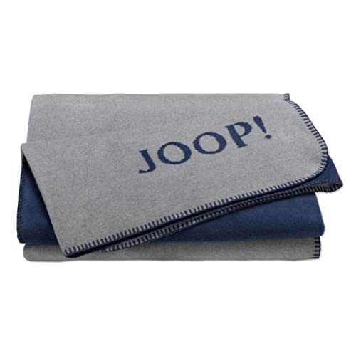Joop! Wohndecke Uni-Doubleface Baumwollmischung Silber/Navy Größe 150x200 cm
