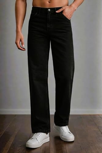 Image of DAIME Loose Fit Mid Rise Black Men Denim Jeans