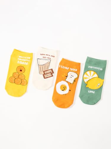 THELA GAADI Quirky Colourful Socks - 100% Combed Cotton Printed Funky Socks for Men & Women | Low Cut Ankle Length Socks | Odour Free, Breathable, Free Size | Pack of 4 Pairs