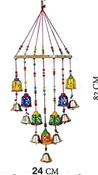 Mausam Arts Gorgeously Handpainted Designed Multicolor Wall Hanging Bells for Wall Home Showpiece(180g) II Garden,Balcony Decor II Living Room, Guest Room II Wind Chime- Good Luck, Positivity Gifts