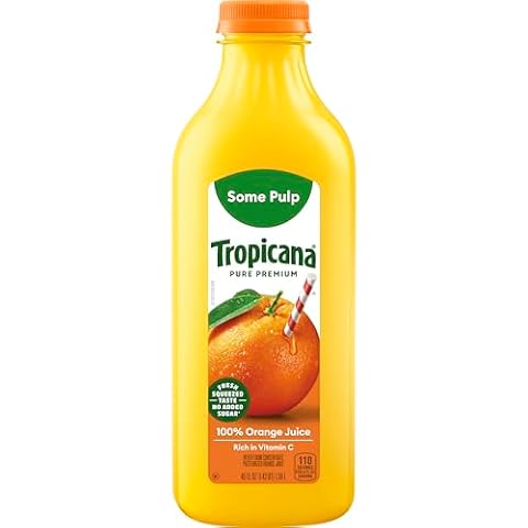 Tropicana Pure Premium 100% Orange Juice Original, Some Pulp, No Sugar Added, 46 fl oz Cover