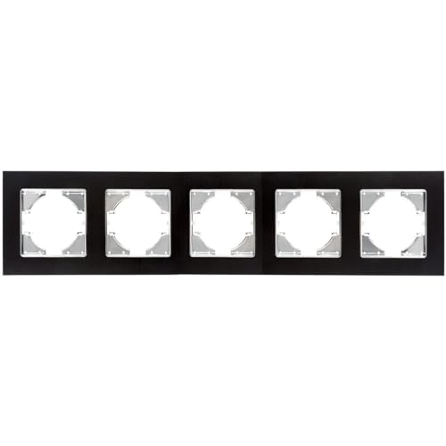 Cadre encastrable 5 éléments S-EMPOT alu noir horizontal pour plaque interrupteur