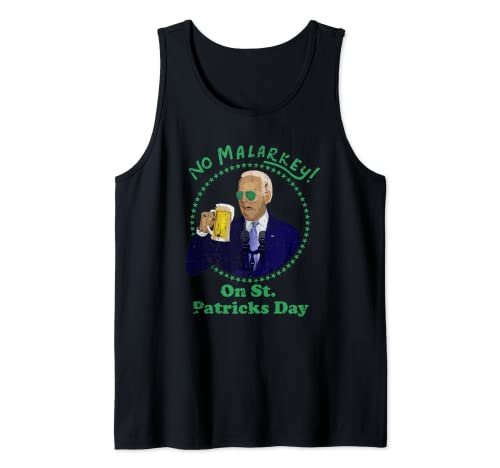 No Malarkey En San Patricio Día Joe Biden Cerveza Camiseta sin Mangas