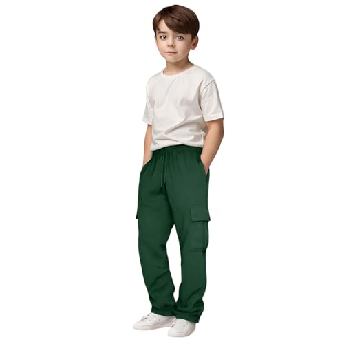 Kids Elastic Waist Sport Pants Casual Loose Fit Trousers for Boys & Girls, Comfortable Full-Length Pants for 3-14 Years2