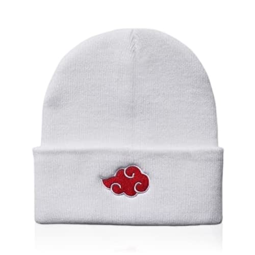 Anime Beanie Hat Winter Caps for Men and Womens Beanies Cuffed Knit Graphic Beanie Comfy and Soft Embroidered Anime Hat (White Cloud)