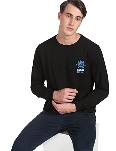 Image of U.S. Polo Assn. Men Cotton Crew Neck Logo Solid Sweatshirt