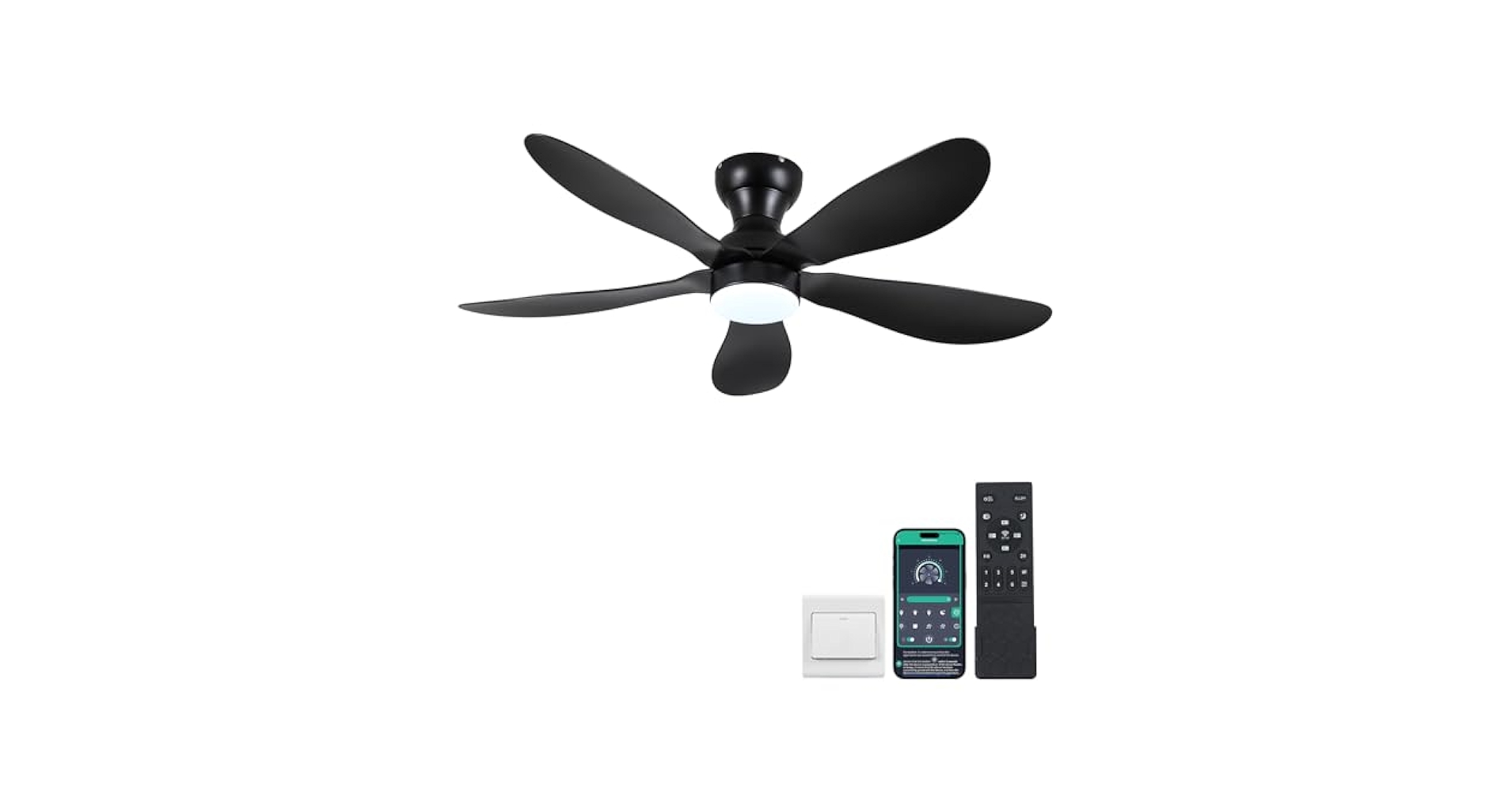 Kviflon 44 Inch Modern Flush Mount Ceiling Fan with Lights
