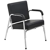 BestOffice Portable Salon Chair with Auto Tilt Seat Back. Reclining Beauty Barber Chair Soft Armrests Metal Frame and Extra Thick Cushion, Black