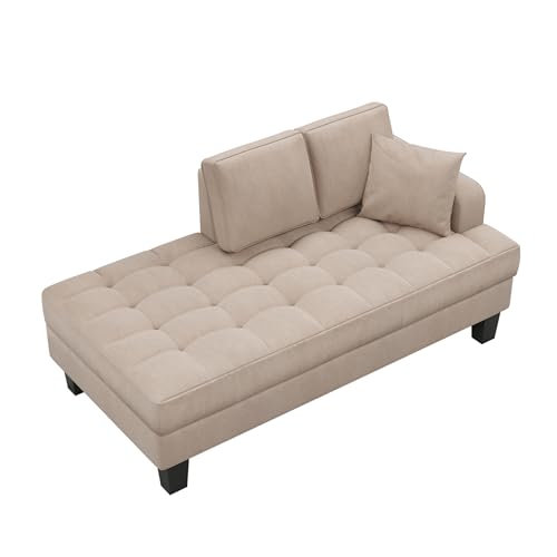 Bed Bath & Beyond 64\" Deep Tufted Upholstered Textured Fabric Chaise Lounge New Warm Grey - Thumbnail 5