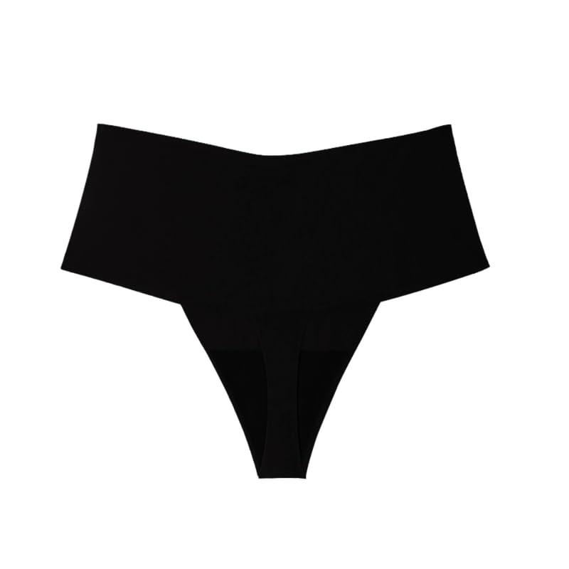 mippo High Waisted Seamless Thongs for Women - Breathable No Show Panties, Ultra Comfortable Ladies Underwear Black-picture-45