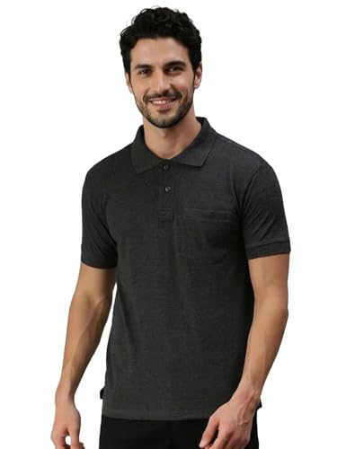 Image of Lux Cozi Men's Polo T-Shirt Regular Fit Half Sleeves with Pocket | Cotton Blend Polo Neck Collar T-Shirt for Men | Casual, Office Comfortable Breathable T-Shirt | Stylish Plain Tee