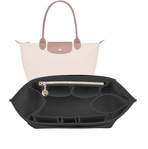 Lckaey Inserção organizadora de bolsa para bolsa longchamp le pliage, organizador de bolsa, divisória pequena 026Aterrimus-L