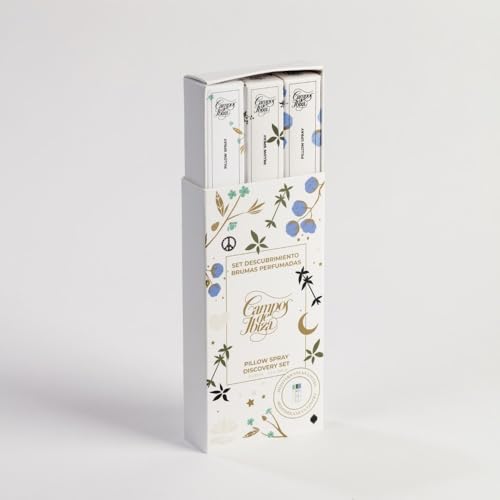 Set de Brumas de Almohada Campos de Ibiza– Fragancias Relajantes – Flor de Almendra, Verbena Limón y Flor de Algodón – 3 x 10 ml