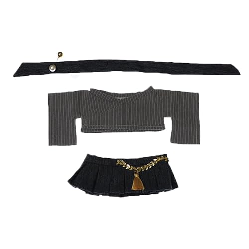 20cm人形の服 ぬいぐるみ用 和服 スカーフ 羽織 袴 3点セット 綿人形の服 かわいい アクセサリー 人形ベビー服 着せ替え (グレー&ブルー)