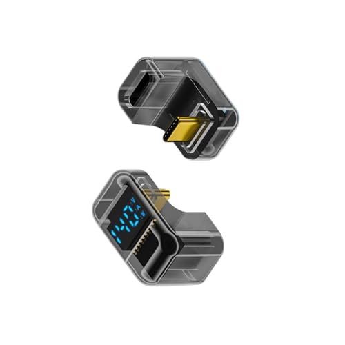 Morain Adaptador de codo USB tipo C de 180 grados, adaptador USB C, pantalla digital, alta potencia de 140 W, salida de 40 Gbps, macho hembra