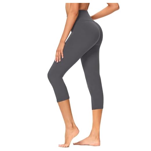 GAYHAY High Waisted Capri Leggings for Women - Soft Slim Tummy Control - Exercise Pants for Running Cycling Yoga Workout (Dark Grey01, Small-Medium)
